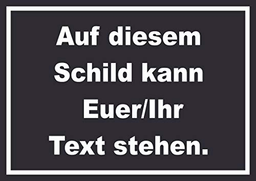 Schild mit Wunschtext waagerecht Text Weiss Hintergrund schwarz A6 (105x148mm)