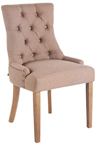 CLP Esszimmerstuhl Aberdeen Mit Hochwertiger Polsterung Und Stoffbezug I Polsterstuhl Mit Gestell Aus Kautschukholz I Sitzhöhe Von 50 cm, Farbe:Taupe, Gestell Farbe:antik-hell