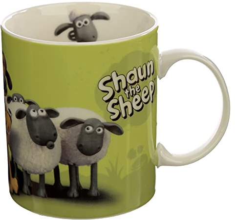 Puckator Shaun das Schaf grüne Tasse aus Porzellan 300 ml