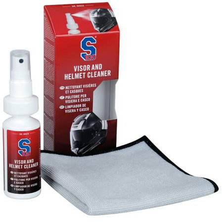 Dr. Wack - S100 Nettoyant pour visières et Casques 100 ML & Chiffon Microfibre - Nettoyant pour Casque de Moto - Nettoyage sans Rayures - Convient pour Toutes Les visières - Entretien Premium