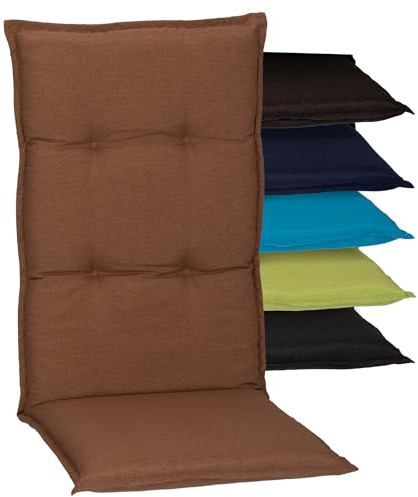 Beo® Hochlehner Gartenstuhl-Auflagen Turin inkl. GRATIS Kopfteil | Waschbar & Atmungsaktiv | UV-beständige Sitzkissen Outdoor | Made in EU | Öko-Tex Standard | 4er Set