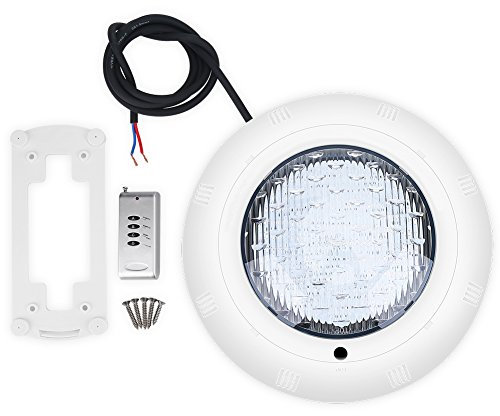 SOULONG Luz para piscina RGB regulable IP68 impermeable, foco LED sumergible con cables y mandos a distancia, 18 W LED sumergibles luces con 7 colores para fuente, estanque, piscina