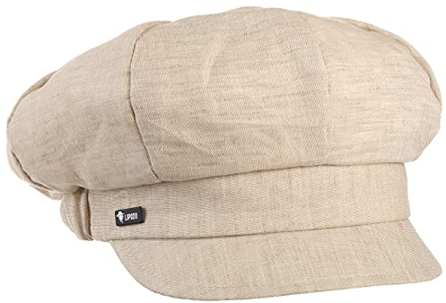 Lipodo Classic Ballonmütze Damen - Made in Italy - aus Leinen und Baumwolle - Damencap mit elastischem Gummizug - One Size (ca. 54-61 cm) Newsboy-Mütze Frühjahr/Sommer beige One Size