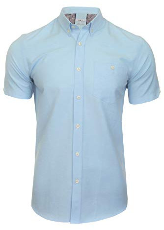 Xact Men's Oxford Short Sleeved Shirt, Button-Down Collar, Cotton Rich, Regular Fit (Riviera) XL