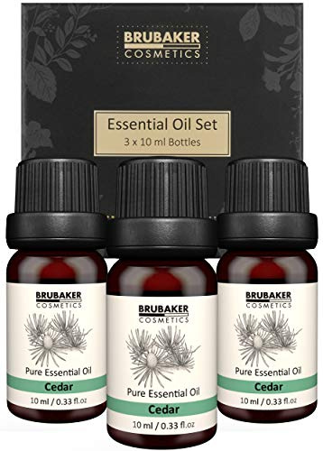 BRUBAKER Cosmetics 3er-Set Zeder Öl - Kraft, Entspannung & Freier Atem - Ätherische Öle Aromatherapie Geschenkset 3 x 10 ml Zederöl Baumöl Vegan