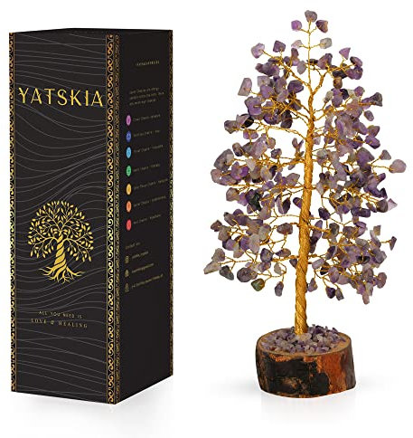 YATSKIA Amythestyst Crystals - Amethyst Crystal Tree - Tree of Life - Meditation Decor - Spiritual Decor - Good Luck Gifts - Crystal Gifts for Women (10 Inch Approx.)
