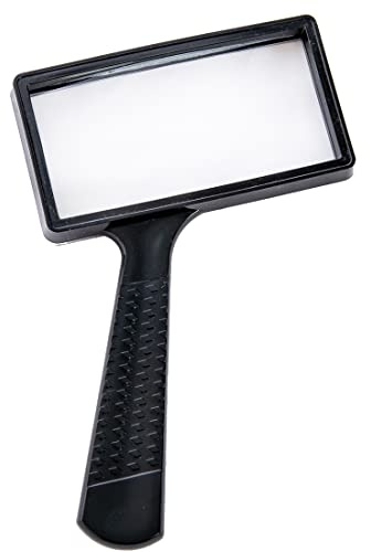 Große, rechteckige Handlupe, 5-fache Vergrößerung, 10,2 x 5,1 cm Handlupe, kratzfeste Glaslinse, großer horizontaler Sichtbereich, für Senioren, Hobbys, Repai, Beobachtung