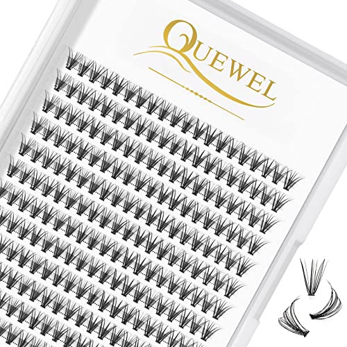 240Pcs Individual Lashes QUEWEL Cluster Lashes Individual Lash Extension 20D D Curl Lashes Cluster DIY Look Like Eyelash Extensions Mix8-14mm at Home(20D 0.07D MIX8-14mm)