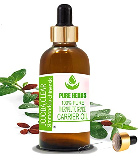 Pure Herbs Jojoba Clear Oil (Simmondsia chinensis) Pure & Natural Therapeutische Grade Trägeröle mit Tropfer (15 ml)