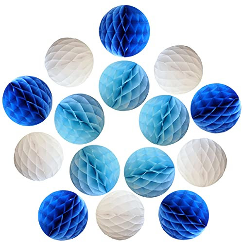 YLY's love Papier Wabenball Dekoration 30er 10cm Honeycomb Balls pompom Deko zum Aufhängen Dekor für Geburtstag Hochzeitsfest Party Brautduschen Wohnungdeko (10cm-Blau Set)