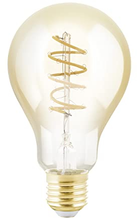 EGLO E27 Lampe dimmbar, Spiral LED Retro Glühbirne, Vintage Deko Leuchtmittel amber, 4 Watt (entspricht 25 Watt), 245 Lumen, warmweiß, 2200k, Edison Birne A75, Ø 7,5 cm
