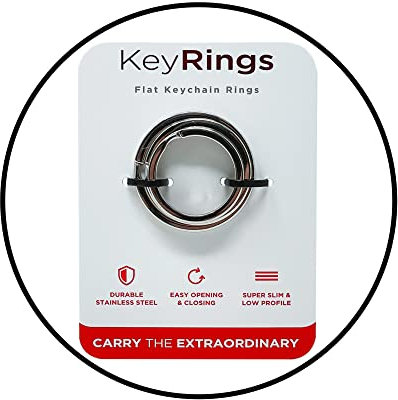 KeySmart Portachiavi – Confezione da 3 anelli piatti per il fissaggio delle chiavi, facile apertura e chiusura, portachiavi rotondi in metallo per portachiavi, sottili e resistenti, anelli grandi,