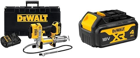DEWALT - Pompe A Graisse Electrique Sur Batterie XR 18V 4Ah Li-Ion - DCGG571M1-QW - Sans Fil & Batterie XR 18V 4 Ah Li-Ion - Compatible Avec Tous Les Outils XR 18V Bricolage et Jardin