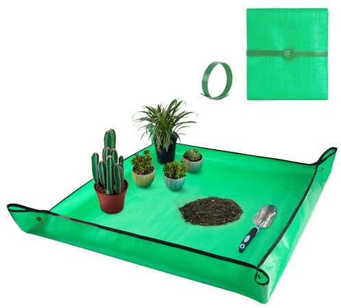 Extra große, wasserdichte Pflanzmatte für Zimmerpflanzen, Umtopfen und Schmutzkontrolle, quadratische Umtopfmatte, tragbares Sukkulenten-Blumentablett, Gartengeschenk für Pflanzenliebhaber (100,3 x