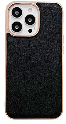 COQUE iPhone 13 Pro Max custodia protettiva in pelle di lusso,sottile e confortevole custodia del telefono in pelle bovina per Apple iPhone 13 Pro Max,Nero