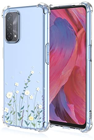Topme Hülle für Oppo A74 4G 6.43, Handyhülle aus Weichem TPU Silikon, Transparent, mit Gemaltem Muster - Blumen 10