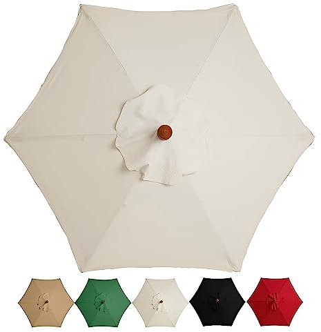 Auvent De Rechange À 6 Baleines/8 Baleines, Toile De Rechange Pour Parasol De Terrasse De 2/2,7/3 M, Housse De Rechange Pour Parasol (auvent Uniquement)(Couleur:Creamy White,Taille:300cm 8-Ribs)