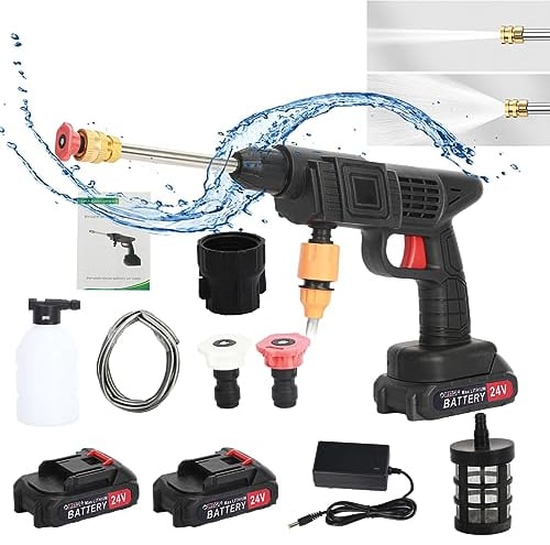 Cordless Pressure Washer Gun UK Warehouse Express delivery Adjustable Nozzle Battery Power Electric Portable Copper Motor 24v High Pressure Cleaner Patio Cleaning and Car Window Cleaning