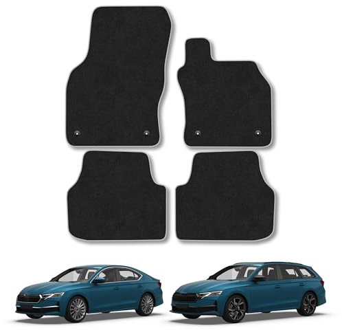 Skoda Octavia (2020+) [Estate] Carpet Car Mats | Grey Edge Trim Tailored Fit Floor Mats Full Coverage Protection Accessories Easy Clean Anti Slip Made in the UK