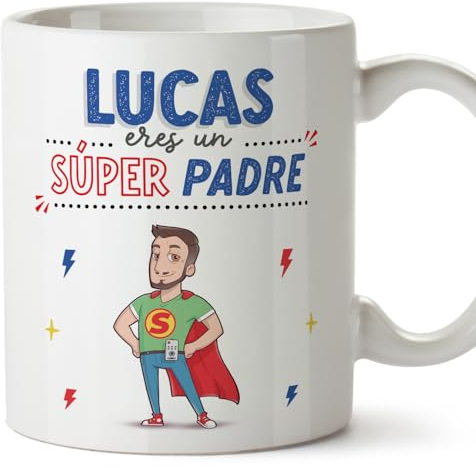 MUGFFINS Tazas Personalizadas para PADRE/PAPÁ - En Español - ¡Eres Súper! - 11 oz / 330 ml - Regalo personalizable original y divertido