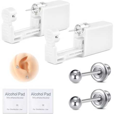 AVYRING Ohr-Piercing-Pistole Kit, selbst Einweg-Ohr-Piercing-Kit 316L chirurgischen Edelstahl mit Ball Top, zu Hause selbst Ohr-Piercer Kit Werkzeug mit 3mm Ball Stud