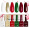 CANNI UV Nagellack Set 6 Farben glitzerndes Weißgoldgrün, tiefes Rot glitter white gold green deep red Gellack Gel Polish Gelnägel für Nägel 2315