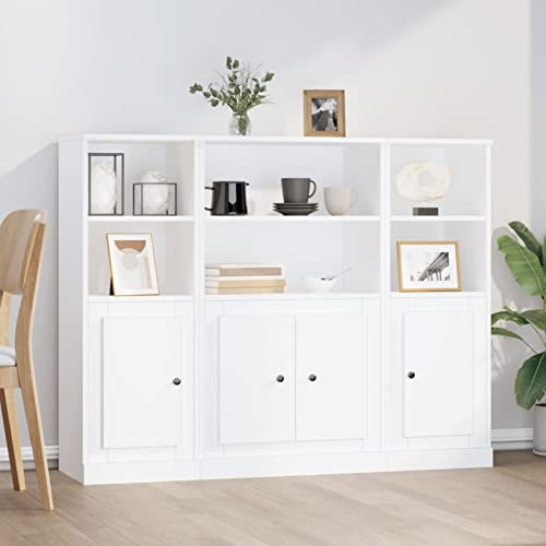 Rantry Hohe Kommoden, 3 Teile, Sperrholz, Weiß, Küchenschrank, Sideboard, Beistelltisch, Schrank, Kommode, Buffet, Wohnzimmer, Wohnzimmer, Typ 4 Sideboards