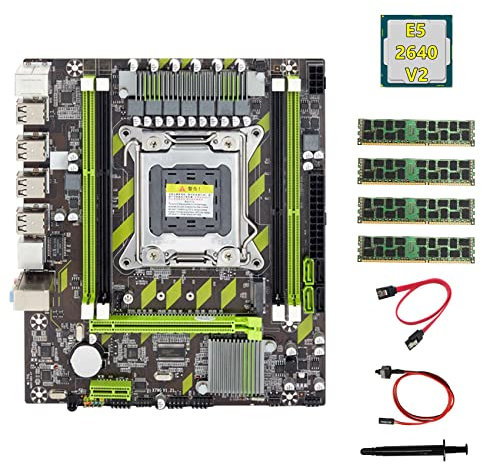Dawafit Scheda Madre X79+CPU E5 2640 V2+4X4GB DDR3 1600Mhz Reg ECC RAM Memoria+ SATA+ Interruttore+Grasso Termico M.2 NVME