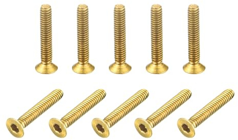 QUARKZMAN Vis à Tête Cylindrique à Embase Plate, M2-0.4 x 12mm, en Laiton, avec Entraînement Hexagonal Intérieur, Lot de 20 Pièces