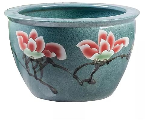 Aquarium Ceramic Cylinder Goldfish Basin Water Lily Bowl Balcony Courtyard Water Tank Lotus Pot Garden Large Fish Tank Fish Tank Decorations