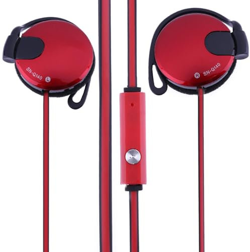 Clip Type Earphones Wired - 3.5mm Portable Ear Hook Sports Earbuds Compatible with Mobile Phones Wired Clip Headphones Sponge Earpiece for Women and Men Running Hiking Exercising and Daily Life