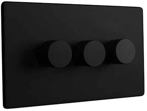 Dowsing & Reynolds Triple LED Dimmer Light Switch 3 gang 2 way 5-150W Matt Black