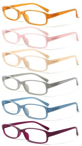 COJWIS 6 pack Lesebrille Blaulichtfilter Brille für Damen und Herren Federscharnier Lesehilfe Blendfreie UV Brille (6 Farbe Mischen-8, 0.5)