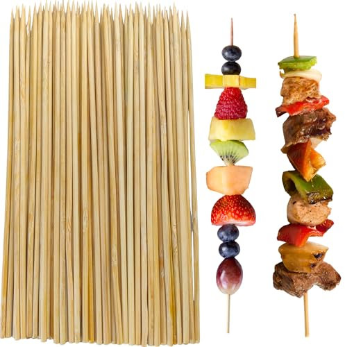 Natural Bamboo Sticks Wooden Stick Durable Wooden Sticks for BBQ Chocolate Fountain Appetizer Kebab Sticks Cake Topper Fruit Cocktail Sticks and More 20cm Length x 3mm (Pack of 200)