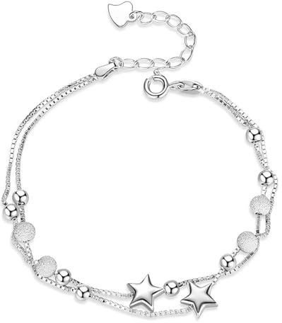 WeddHuis Sterling Silber Armband Silber Stern Armband Perle Armband Armbänder für Frauen Geschenke für sie