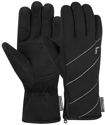 Reusch Loredana STORMBLOXX Touch-TEC extra warme, windabweisende und Wasserabweisende Outdoorhandschuhe Damen touchscreenkompatibel für die Bedienung von Handy und Tablet, schwarz-Silber, 7