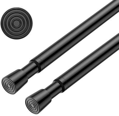 AIZESI 2 Stück gardinenstange ohne bohren 82-150cm,5/8 Durchmesser, teleskopstange vorhang, Schwarz gardinenstange zum klemmen - Teleskopstange, Duschstange & Kleiderstange