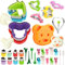 32PCS Sandwich Cutters for Children, Cookie Cutters with Comfortable Handle Cartoon Fruits Vegetable Cutter for Chocolate Candy Dessert, Sandwich Cutter Easy to Demold with Food Picks & Forks