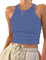 PLOKNRD Damen Ärmellos Racerback Rundhals Tank Top Blau M