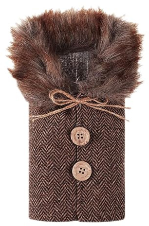Couvre-bouteilles de vin - Couvre-bouteilles de vin, Manteau avec boutons en fausse fourrure | Cadeaux de chandail de bouteille de vin de Noël pour hommes et femmes Cadeaux de Noël Decora, Gris,