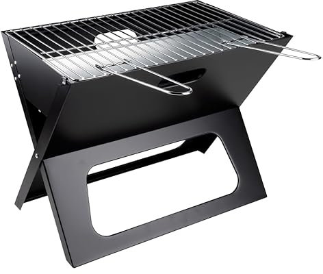 alpina Tischgrill Holzkohle Camping-Grill - Faltbarer und tragbarer Barbecue - Barbecue mit separater Feuerschale und Grillrost - 46 x 36,5 x 28 cm