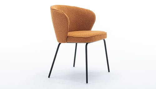 Fauteuil pivotant de luxe en velours avec pieds en métal pour salon, chambre à coucher (orange)