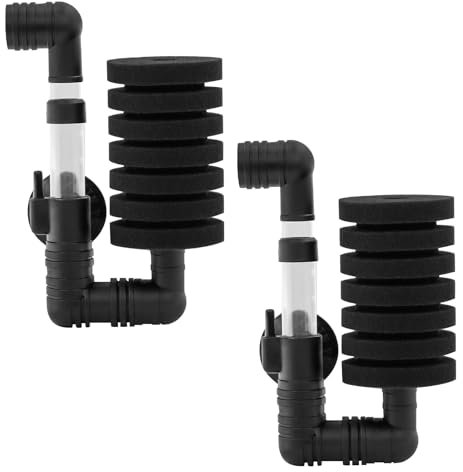 TOKSEO 2 Stück Aquarium Einzelkopf Schwammfilter Aquarium Set, Luftheber Aquarium Filter für Biologische und Mechanische Filterung, Schwammfilter für Bettas Garnelen Brüter