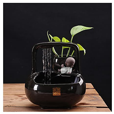 Fontaine d intérieur Ndoor Zen Fontaine en céramique Fontaine de Table Noir Brillant Cascade en céramique Fontaine d'eau de Table for la décoration de la Maison de Bureau Decoration Maison