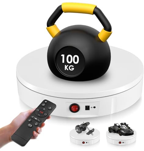 Plateau Tournant Electrique, MINENICE 30CM 100KG Rechargeable Plateau Tournant, Direction et Vitesse Réglables à 360° Présentoir Rotatif pour Photo avec 5 Panneaux de Fond pour Prendre Photos, Vidéos