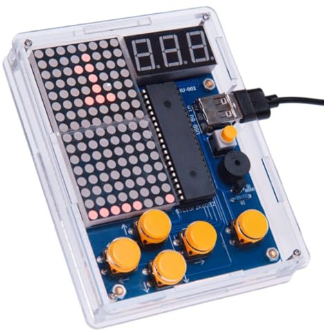 Gettimore Retro DIY Classic Electronics Kit für 51 Single Chip Spielkonsole mit Schale, 5V Powered Pixel Art Gaming Projekt mit erweiterbaren Funktionen