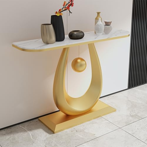 Table console géométrique avec pieds en métal – Table d'entrée moderne, table de canapé étroite pour couloir et salon, finition D élégante, 100 cm