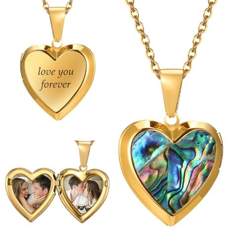 Ashleymade Personnalisé Photo Argent Collier Gravure Avec Pendentif Photo En Forme De Coeur Simulation Pierre De Naissance Souvenir Colliers Cadeau Fête Des Mères Saint Valentin Noël