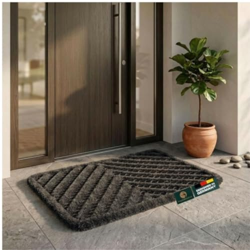 Waidmeister Fußmatte außen Kokosmatte Kokosfaser Türmatte - Schmutzfangmatte Bürstenmatte Fußabtreter wetterfest - strapazierfähiger Fußabstreifer Schwarz 40x60 cm (Schwarz)