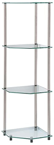 Convenience Concepts Designs2Go Klassisches Eckregal aus Glas mit 4 Etagen